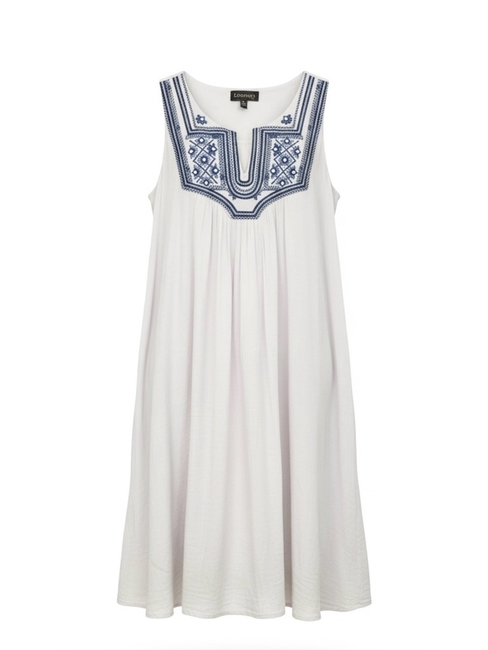 Luxology Embroidered Gauze Trapeze Bohemian Sleeveless Shift Dress Size 6 - Picture 2 of 9